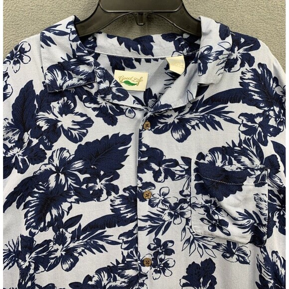 Good Life Short Sleeve Button Up Shirt 2XL Blue Floral 100% Silk Chest Pocket - Picture 7 of 13